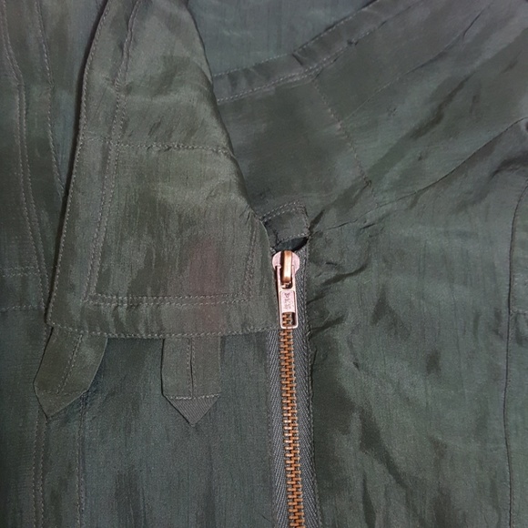 Vintage Emerald Silk Bomber Jacket - Picture 5 of 6